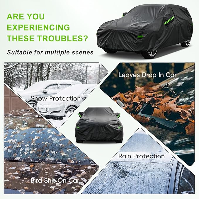 KouKou Car Cover Waterproof All Weather, 7 Layers Outdoor Car Covers for Automobiles with Zipper, Universal Fit Sedan Honda Civic,Toyota Corolla, Hyundai Elantra, Kia Forte, ect.(Length 177-185 inch)