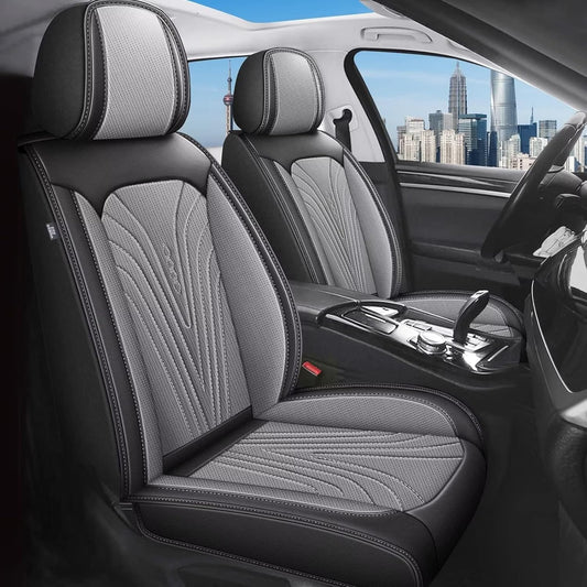 Car Seat Covers Fit for Toyota Camry 2012-2025 Faux Leather Automotive Seat Covers Breathable Waterproof Seat Cushions Compatible with Airbag (5 Seats,Black&Gray)