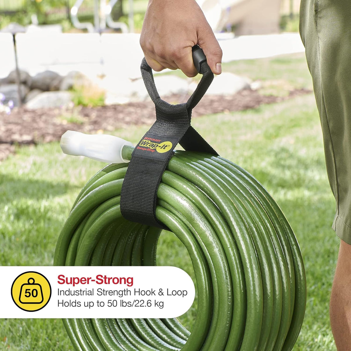 Easy-Carry Wrap-It Storage Straps - 28” (2-Pack) – Heavy-Duty Hook and Loop Extension Cord Carrying Strap, Hanger, Keeper, Organizer with Handle for Pool, Boat, RV, Garden Hoses, Cords, and Cables