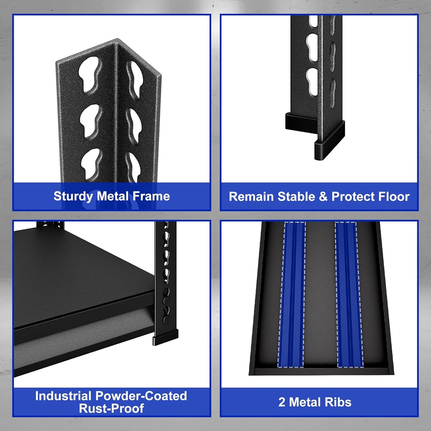 48" W Garage Shelving Heavy Duty, 3000LBS Loads Shelving Units and Storage Racks, 5-Tier Metal Garage Storage Shelves, Industrial Utility Shelf,48" Wx24 Dx78 H