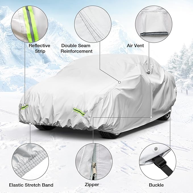 YOLENY Car Cover Waterproof All Weather Full Exterior Covers with Zipper,Universal Fit Sedan BMW Z3,Honda S2000,Mazda Miata/MX-5,Saturn Sky,Pontiac Solstice,Toyota MR2 Spyder(UP to 161 inch)