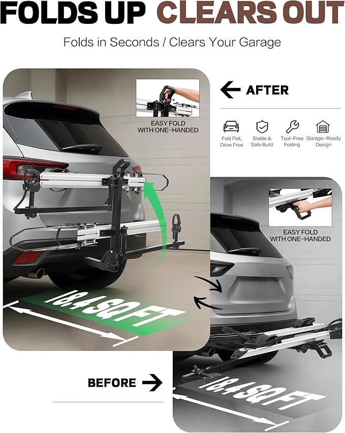 200 LBS. Hitch Mount Ebike Rack for Fat Tire Electric Bikes, Mountain Bicycles, fits Cars, SUVs, RVs, Trucks, Trailers with 2 Inch Receiver