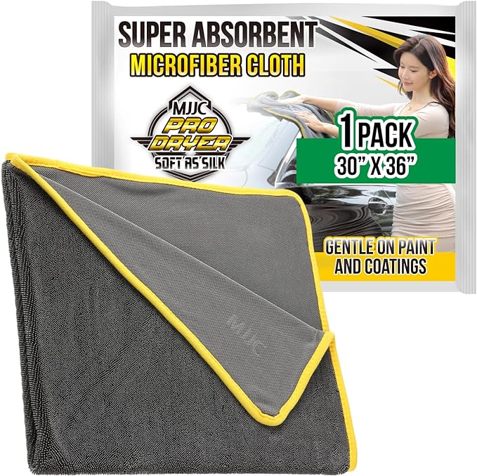 MJJC Pro Dryer Plush Silk Microfiber Drying Towel (30” x 36” (1-Pack)) Cars,Trucks, SUVs, RVs, Home