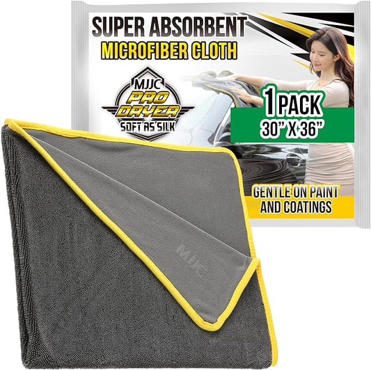 MJJC Pro Dryer Plush Silk Microfiber Drying Towel (30” x 36” (1-Pack)) Cars,Trucks, SUVs, RVs, Home