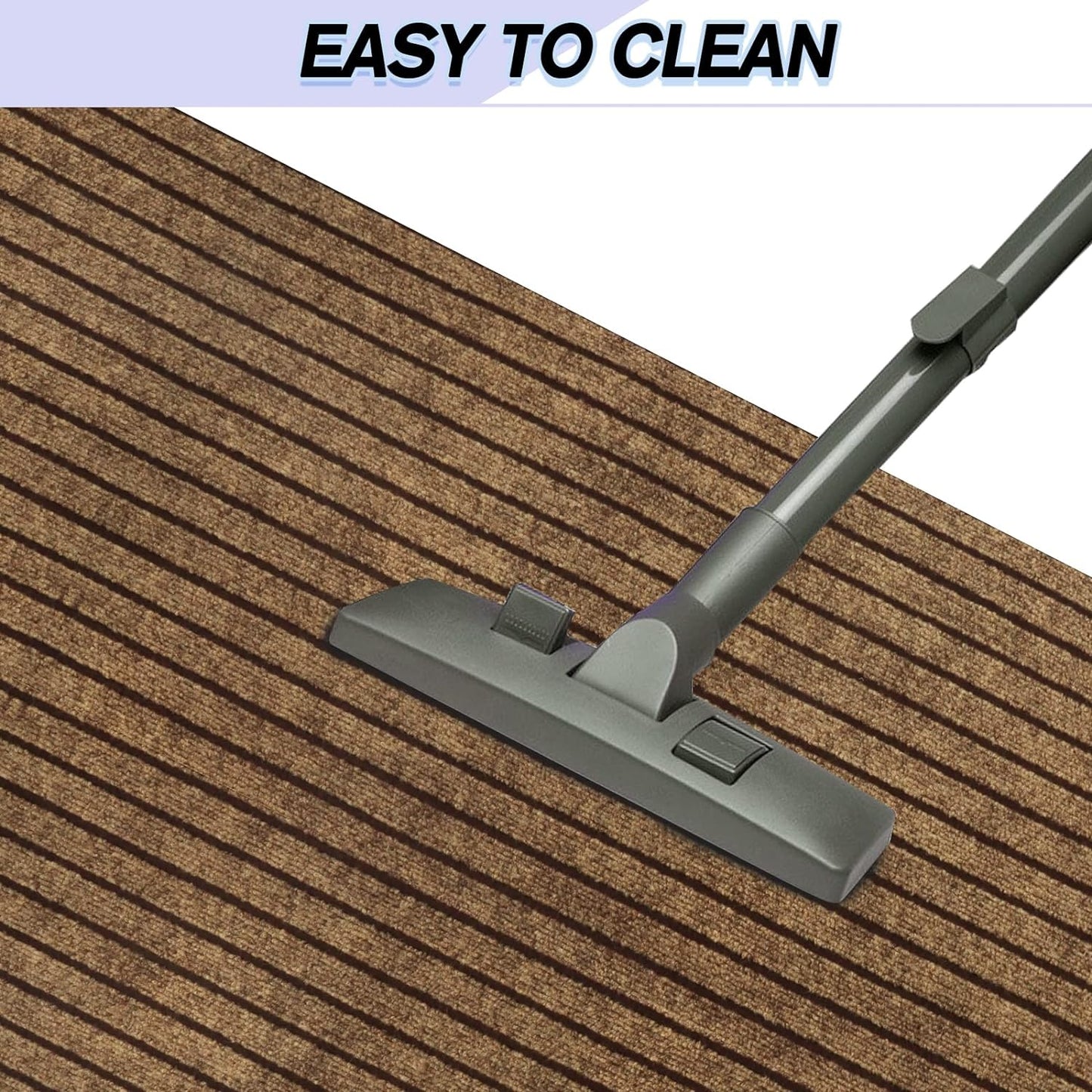 Custom Size Backed Non-Slip Area Rugs Runner, Easy Clean, Waterproof Runner Rugs for Hallway Entryway, Kitchen, Laundry, 3FT x 71FT, Brown Stripe