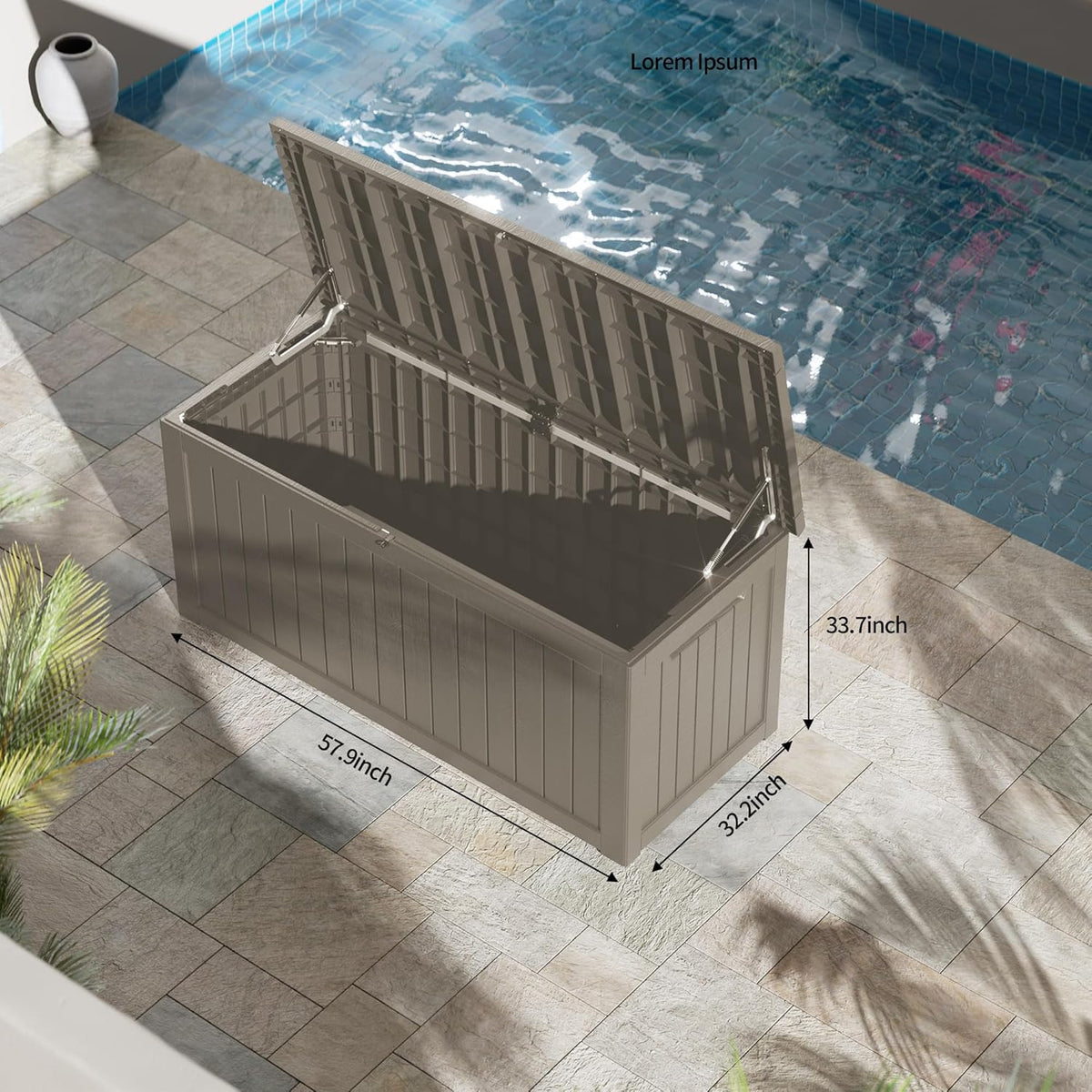 270 Gallon Outdoor Storage Box Patio Deck Box Waterproof, Resin Lockable Outside Large Storage Bin for Pool Cushion Furniture, Garden Tools UV-Resistant, Grey