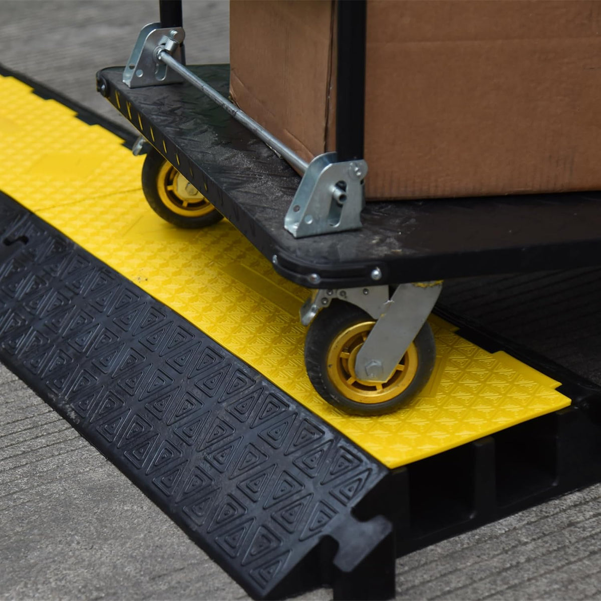 Heavy-Duty Rubber Cable Protector Ramp (1-Pack) - 2-Channel Floor Cord Cover for Driveway, Warehouse, Events - 22,000 lbs Load Capacity - Indoor & Outdoor Use - Cable Speed Bump for Hoses, Cables