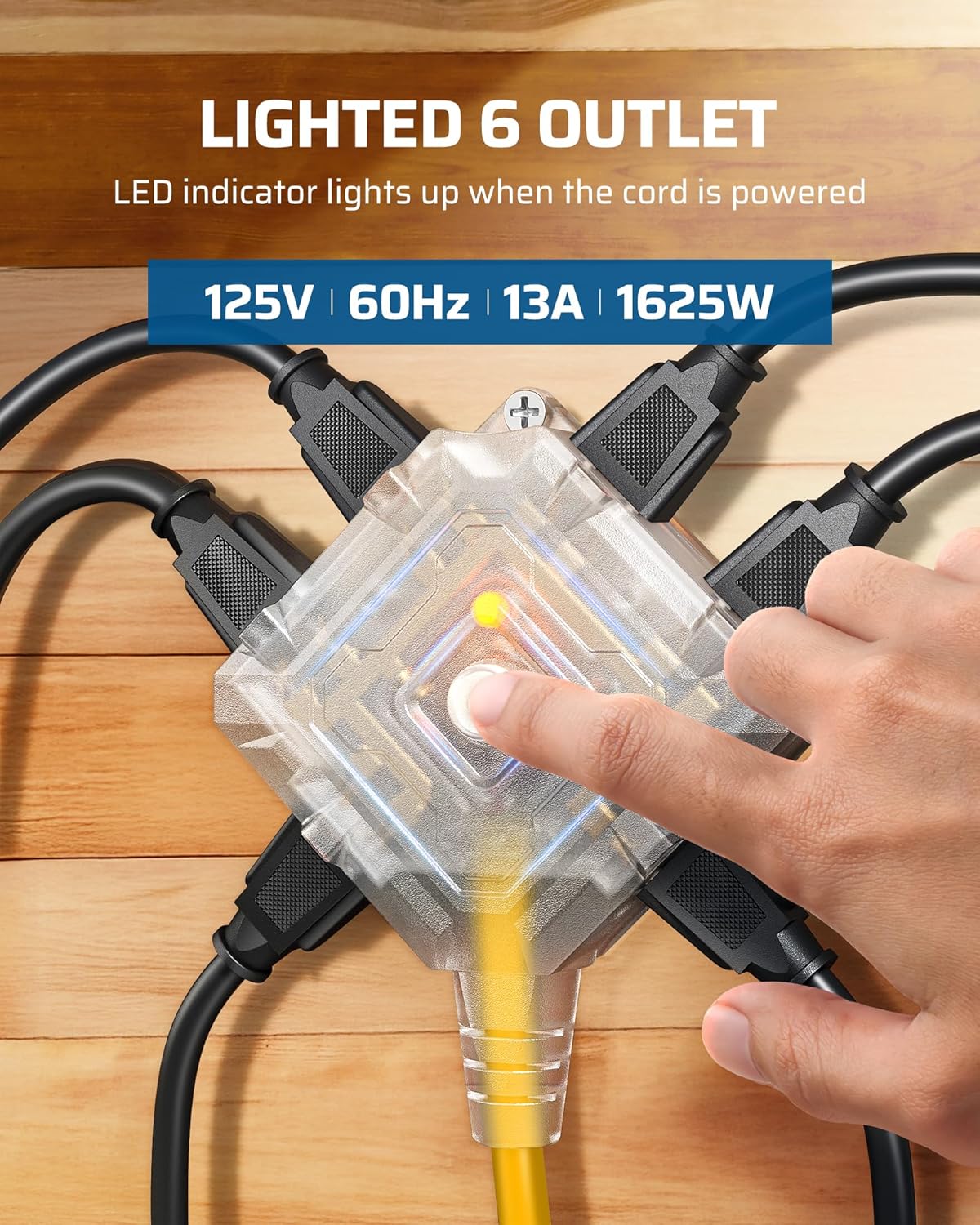 DEWENWILS 30 Ft Retractable Extension Cord Reel, Ceiling/Wall Mount 16/3 Gauge SJTW Power Cord with 6 Grounded Outlets, Twist-Lock Stopper, 10 Amp Circuit Breaker, Metal Covering, UL Listed