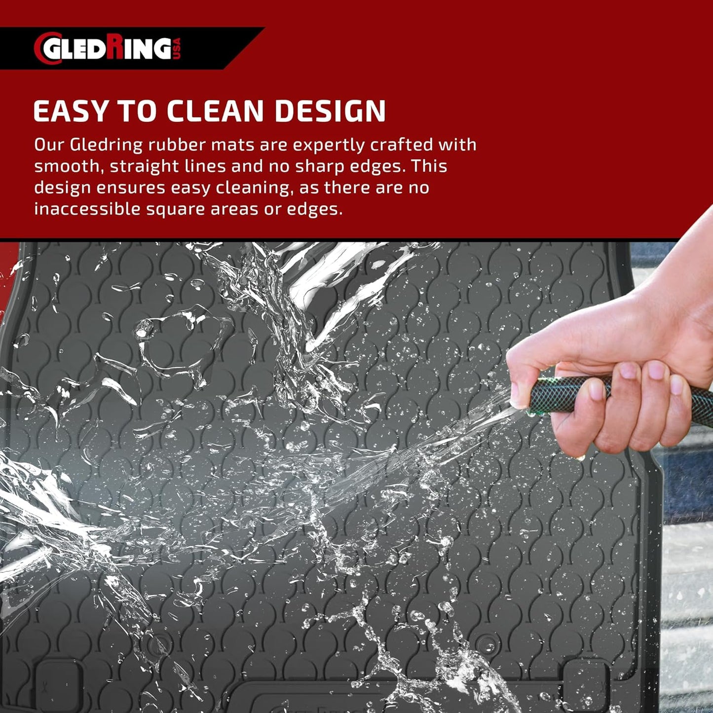Gledring USA Custom Fit All-Weather Rubber Floor Mats Intended for Mercedes Benz Metris 2015-2023, Non-Slip, Protects from mud and Snow. Reduced Rubber Odor.