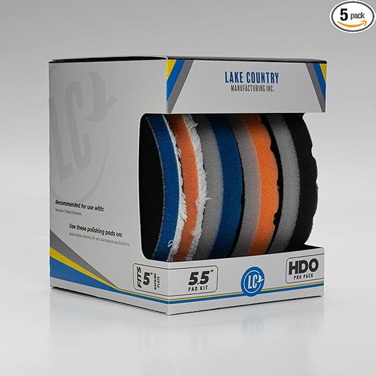 HDO Foam and Microfiber kit (5 Pads, 5.5”)- Complete HDO-CCS line-up in one Box. Cutting, Polishing and Finishing Foams and Also Cutting and Light Cutting Microfiber. Fits 5" Backing Plate.