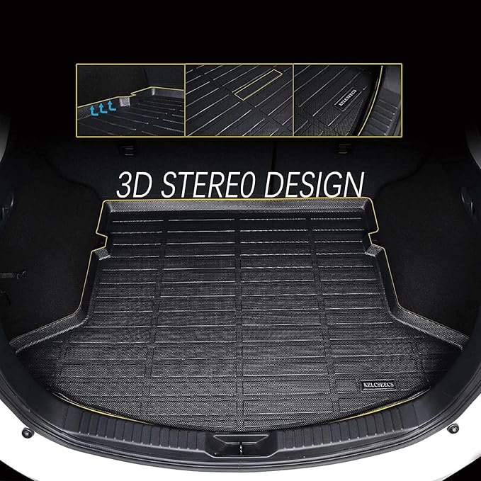 KELCSEECS Cargo Liner Custom for 2025 2024 2023 2022 Hyundai Tucson Hybrid with subwoofer Automotive Cargo Mat All Weather Floor Liners Trunk Mat Hyundai Tucson Hybrid Trunk Liner Accessories Black