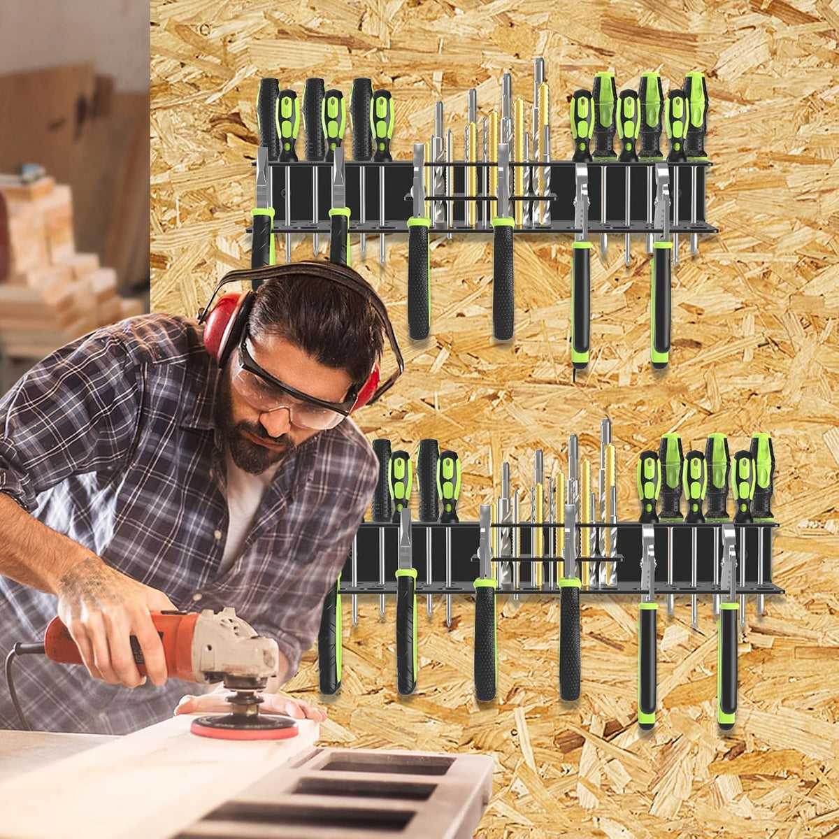 Screwdriver Holder Wall Mount,Heavy Duty Metal Utility Bit Organizer for Screw driver Pliers Drill Bits Small Tools,Screwdriver Organizer Suitable Garages Homes Workshops Sheds (54 holes 2pc)