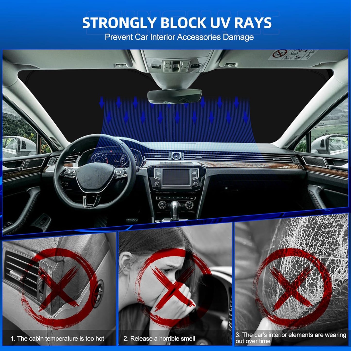 Windshield Sun Shade for Toyo-ta Corolla 2014-2019 Foldable Sunshade Custom Fit Front Window Car Interior Accessories Protector Blocks UV Rays