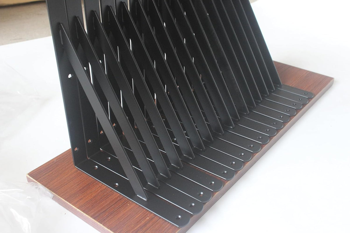 4 Pack L11 x H 8" Black Heavy Duty Shelf Brackets with Screws Metal Shelf Brackets Shelf Support Angle Brackets for Shelves L Brackets Heavy Duty Floating Shelf