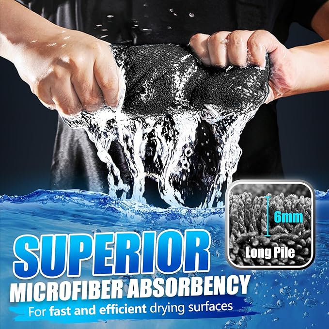 Airlab Microfiber Towels for Cars Wash Drying Super Absorbent Cleaning Cloth Auto Detailing Ultra Soft, Lint-Free, Streak-Free, 24 x 16 Inch, Pack of 1, Dark Grey, 1200 GSM