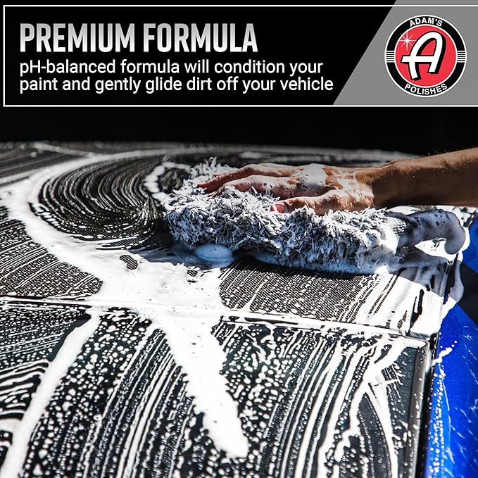 Adam's Polishes Car Wash Shampoo (Gallon) - pH Best Car Wash Soap For Snow Foam Cannon or Gun For Pressure Washer & 5 Gallon Bucket, Powerful Safe Spot Free Cleaning Liquid Auto Detergent