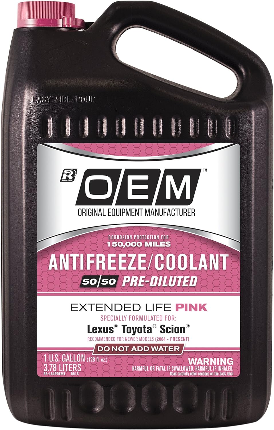Recochem OEM 86-184POEMT Pink Premium Antifreeze 50/50 Extended Life PINK, 1 gallon, 1 Pack