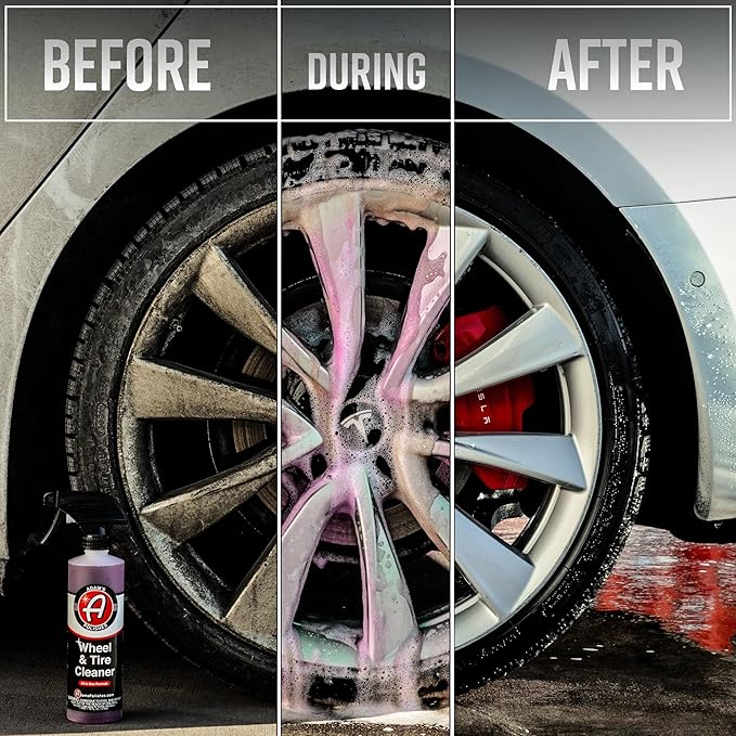 Adam’s Wheel & Tire Cleaner Combo - Professional All In One Tire, Wheel, Rim, Barrel, Rubber, Well Cleaning Spray for Car Washing & Auto Detailing - Safe On Most Rim Finishes