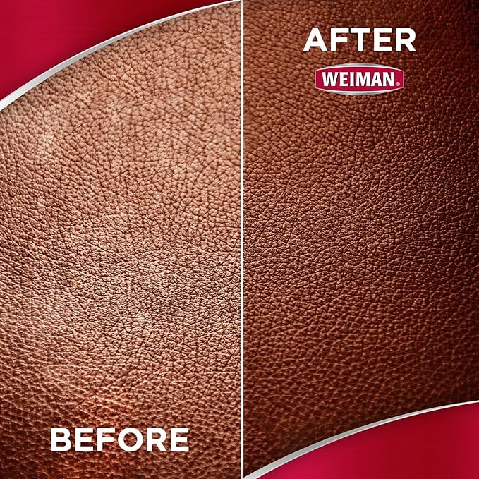 Weiman Leather Cleaner and Conditioner for Furniture - Cleans Conditions and Restores Leather Surfaces - UV Protectants Help Prevent Cracking or Fading of Leather Car Seats, Shoes, Purses