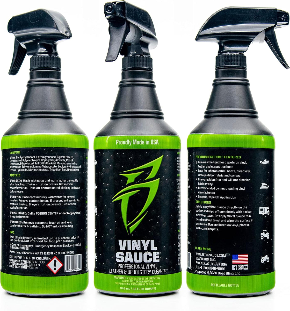 Boat Bling Vinyl Sauce Premium Vinyl and Leather Cleaner, for Boats, RVs, Powersport Vehicles and More
