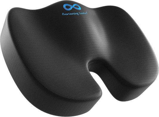Everlasting Comfort Doctor Recommended Gel Memory Foam Seat Cushion for Office Chairs & Car Seat - Ergonomic Office Desk Accessories for Tailbone Pain Relief, Sciatica & Back Support
