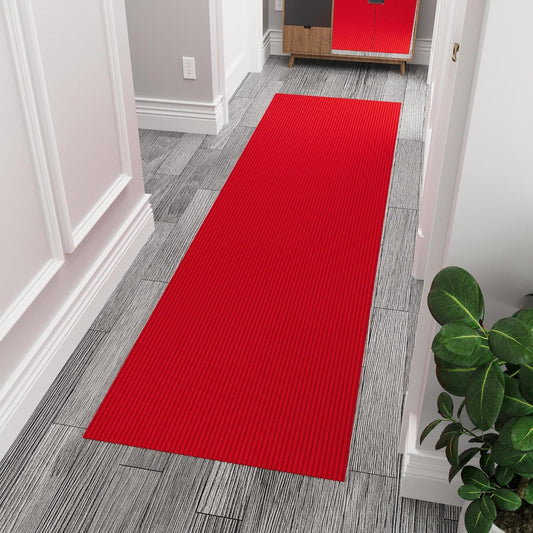 Ottomanson 2' x 7' Hallway Runner with Scraper Pile - Extra Durable Non-Slip Rug Mat for Indoor & Outdoor Use - Ideal for Kitchen, Entryway, Patio & Garage - High-Traffic Carpet, Red