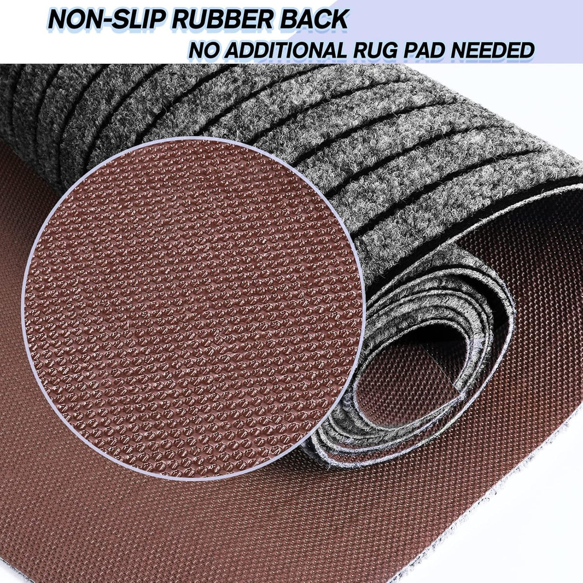 Custom Size Backed Non-Slip Area Rugs Runner, Easy Clean, Waterproof Runner Rugs for Hallway Entryway, Kitchen, Laundry, 4FT x 67FT, Gray Stripe