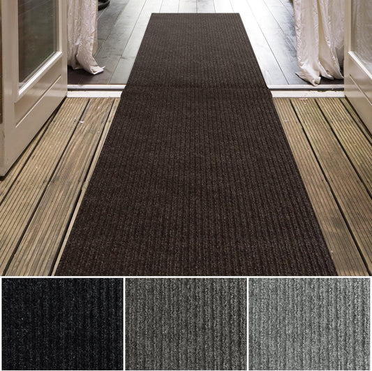 iCustomRug Spartan Weather Warrior Duty Indoor/Outdoor Utility Ribbed in 3ft,4ft,6ft Widths 70 Custom Sizes with Natural Non-Slip Rubber Backing 4'X14' in Brown