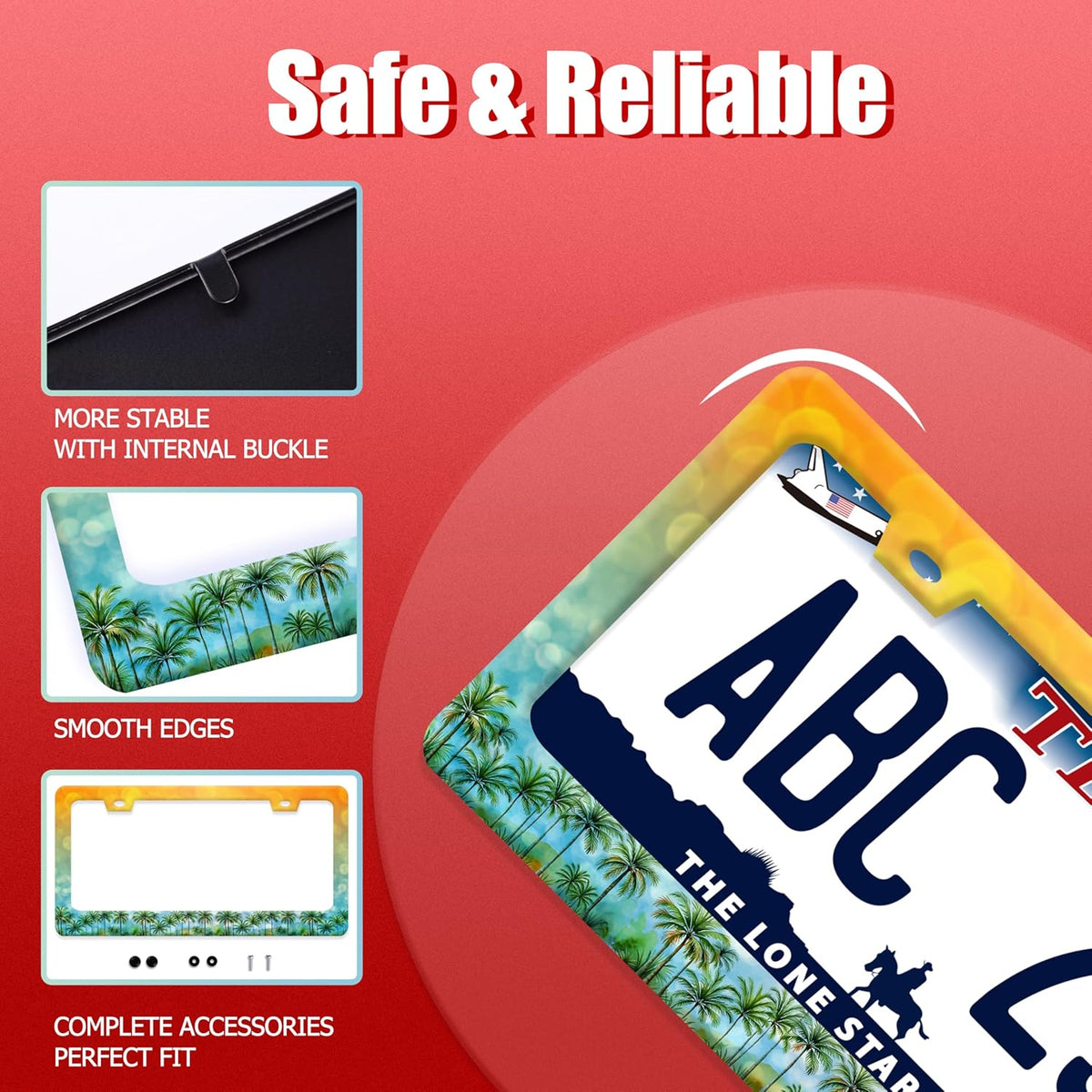 Palm Tree License Plate Frame Tropical Hawaii License Plate Frames Funny Auto Accessories Bracket Stainless Steel License Plate Holder 6x12 Inch