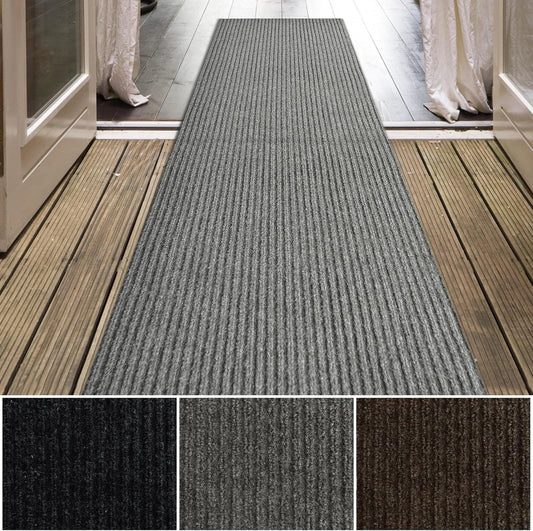 iCustomRug Spartan Weather Warrior Duty Indoor/Outdoor Utility Ribbed in 3ft,4ft,6ft Widths 70 Custom Sizes with Natural Non-Slip Rubber Backing 4'X64' in Grey