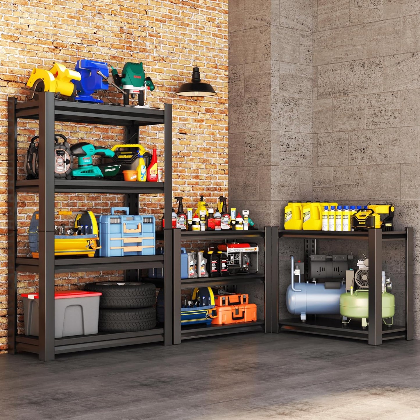 Metal Garage Shelving Unit, Heavy Duty 4-Tier Adjustable Storage Rack, Steel Shelving,2000 lbs Capacity, Industrial Shelves for Heavy Tools and Equipment (4-Tier 63" H x 36" W x 14" D)