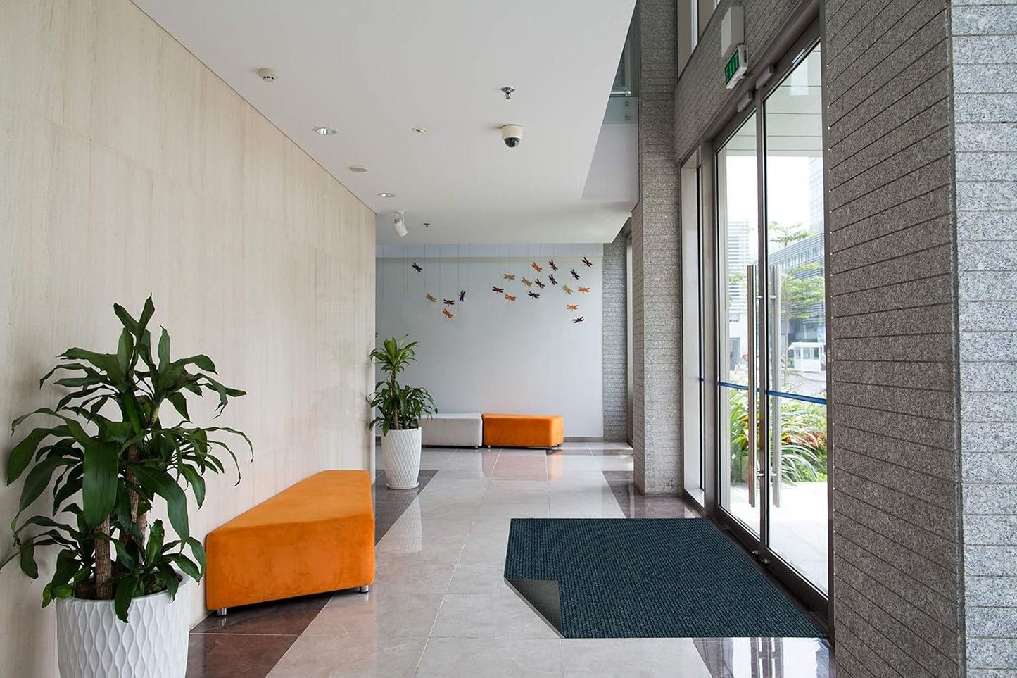 KOECKRITZ Heavy Duty Durable All Weather Indoor/Outdoor Non Slip Entrance Mat Rugs and Runners for Office Business Building Home Garage Front Door (5' x 17', Blue)