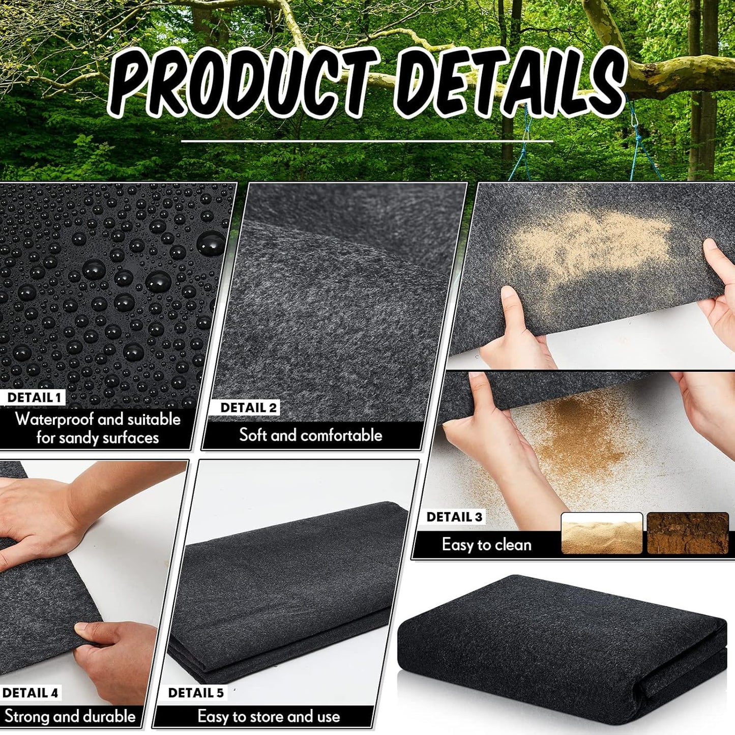Haull Outdoor Storage Shed Floor Moat Waterproof Outdoor Carport Mat Thickened Soft Patio Furniture Pad Washable with Non Slip Backing, Storage Shed Not Included(6 x 3 ft)