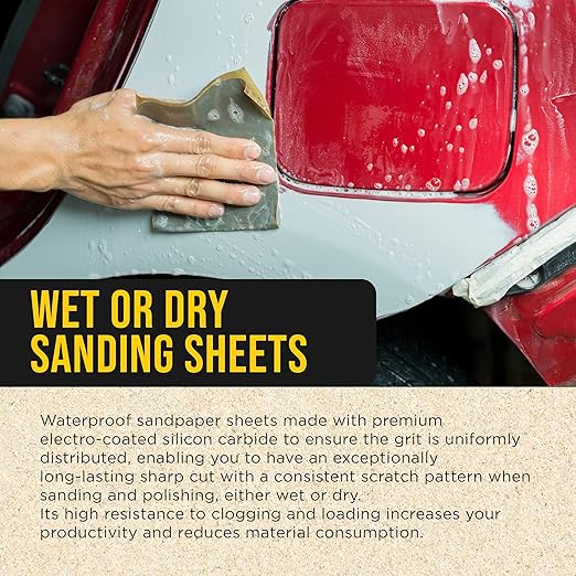 Dura-Gold Premium 5000 Grit Wet or Dry Sandpaper Sheets, 5-1/2" x 9", Box of 25 - Auto Car Color Sanding Detailing, Polishing Wood, Plastic, Glass, Epoxy, Stone, Metal Finishing Hand Sand Block Sander