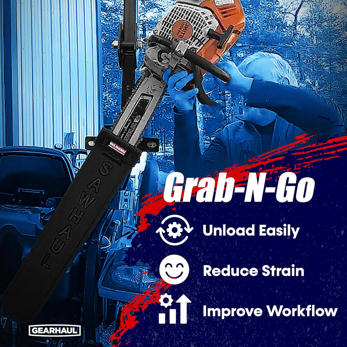 SawHaul Snap-Lok Universal Chainsaw Carrier Kit for Tractors and Skid Steers – 28 Inch Black Scabbard with Rotating Mount – Compatible with All Chainsaw Brands – Made in USA