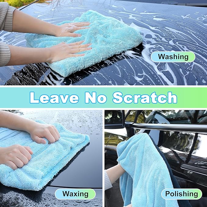 JOYMOOP Car Dry Towel, Quick Drying, Medium Size, Microfiber Cleaning Cloth, Blue, 35.4 x 23.6 Inches, 1 Pack for Boates, RVs, SUVs, Trucks, Cars