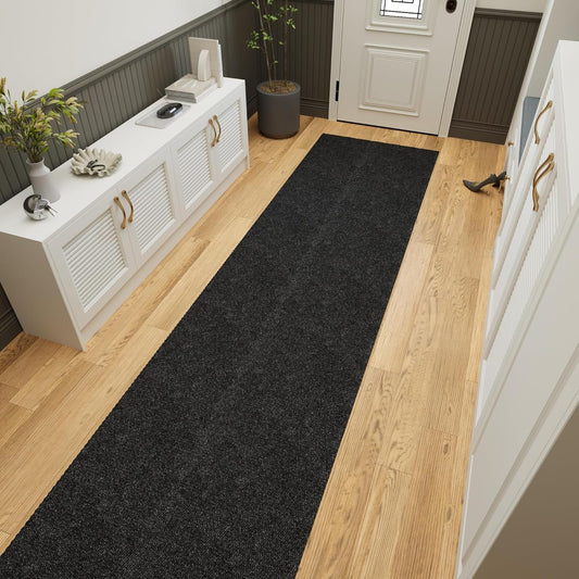 Ottomanson 2'7" x 12' Hallway Runner with Scraper Pile - Extra Durable Non-Slip Rug Mat for Indoor & Outdoor Use - Ideal for Kitchen, Entryway & Garage - High-Traffic Carpet, Black