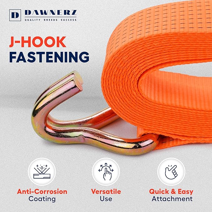 Heavy Duty Ratchet Straps 3 inch x 30 ft - 16,500 Lb Breaking Strength Tie Downs Ratchet Straps with Double Wire J Hooks for Truck and Trailer