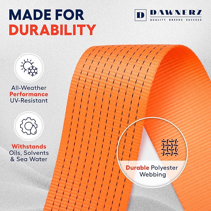 Ratchet Straps with Double J Hook 4 inch X 40 ft - Heavy Duty Ratchet Straps 22000 Lb Breaking Strength - Cargo Tie Downs for Truck and Trailer