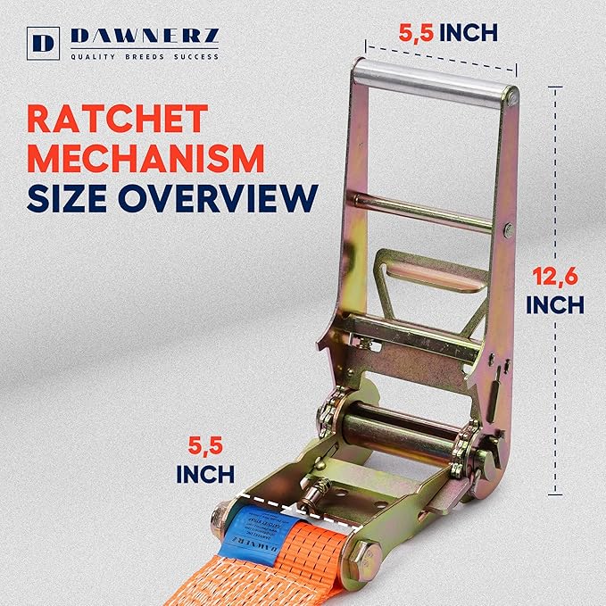 Heavy Duty 4 Inch x 30 Ft Ratchet Straps - 22,000 Lb Breaking Strength Tie Downs Ratchet Straps with Double J Hooks for Trucks & Trailers
