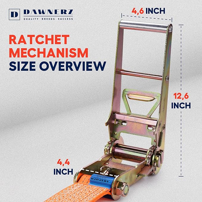 3 inch Ratchet Straps 40 ft Double Wire J Hook Tie Down - Heavy Duty Ratchet Straps 16500 Lb Breaking Strength - Trailer and Truck Tie Down